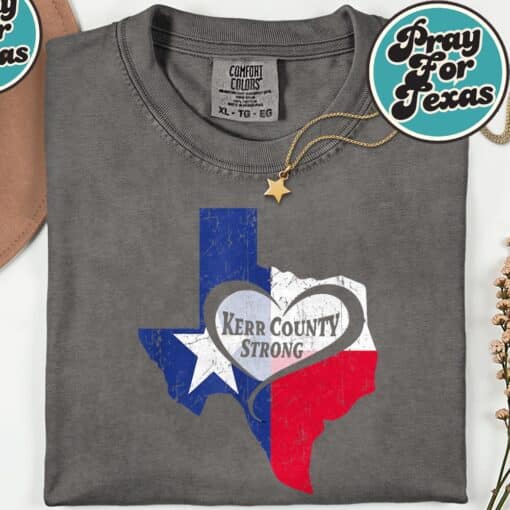 Kerr County Strong Texas Pray For Texas T-Shirt - Image 8