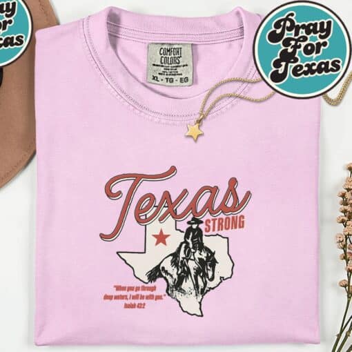 Stay Strong Texas Vintage Pray For Texas T-Shirt - Image 2