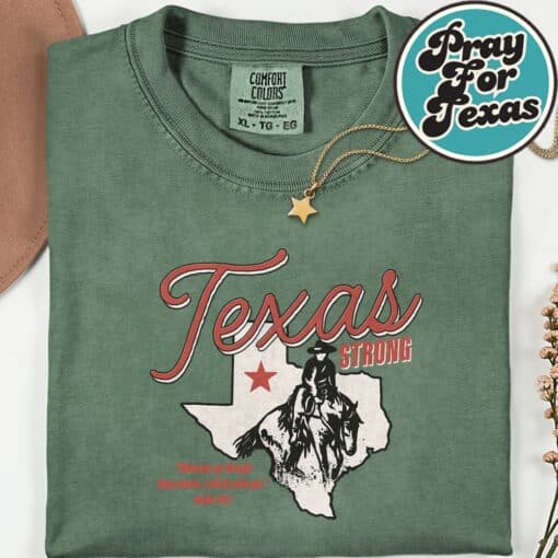Stay Strong Texas Vintage Pray For Texas T-Shirt - Image 4