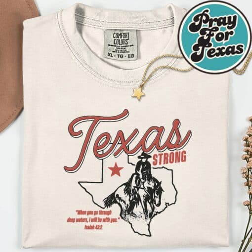 Stay Strong Texas Vintage Pray For Texas T-Shirt - Image 5